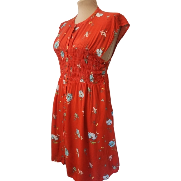 FREE PEOPLE "Greatest Day" Floral Print Smocked Mini Dress - Size M - Picture 7 of 13